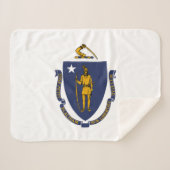 Massachusetts State Flag Sherpa Deken (Voorkant (horizontaal))