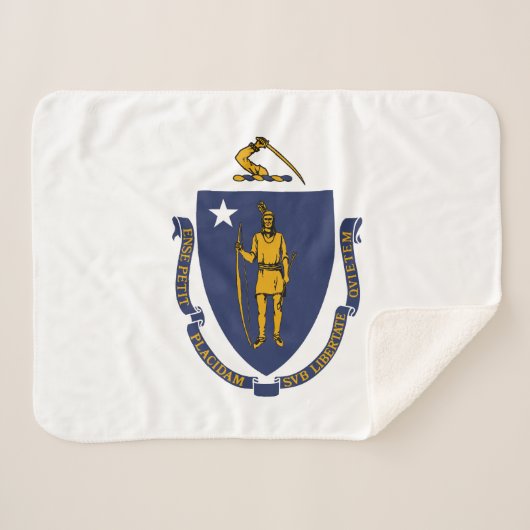 Massachusetts State Flag Sherpa Deken (Voorkant (horizontaal))