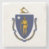 Massachusetts State Flag Stenen Onderzetter (Voorkant)