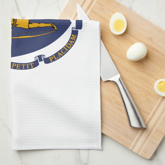 Massachusetts State Flag Theedoek (Quarter Fold)