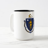 Massachusetts State Flag Tweekleurige Koffiemok (Voorkant links)