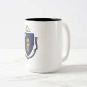 Massachusetts State Flag Tweekleurige Koffiemok (Voorkant rechts)
