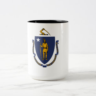 Massachusetts State Flag Tweekleurige Koffiemok