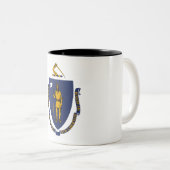 Massachusetts State Flag Tweekleurige Koffiemok (Voorkant rechts)