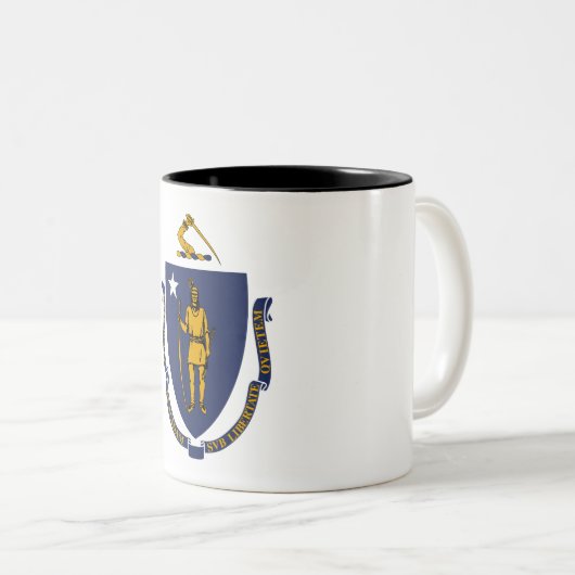 Massachusetts State Flag Tweekleurige Koffiemok (Voorkant rechts)