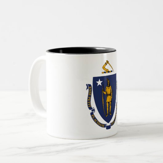 Massachusetts State Flag Tweekleurige Koffiemok (Voorkant links)