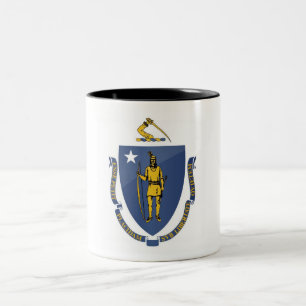 Massachusetts State Flag Two-Tone Coffee Mok