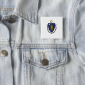 Massachusetts State Flag Vierkante Button 5,1 Cm (In situ)