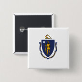 Massachusetts State Flag Vierkante Button 5,1 Cm (Voorkant /achterkant)