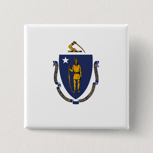 Massachusetts State Flag Vierkante Button 5,1 Cm (Voorkant)
