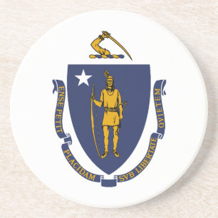 Massachusetts State Flag Zandsteen Onderzetter