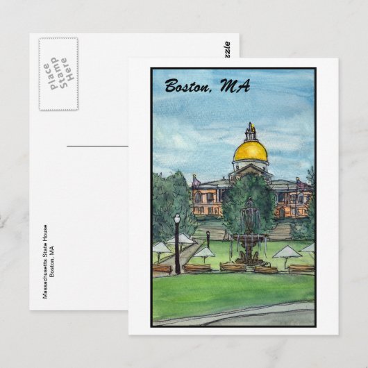 Massachusetts State House Boston Briefkaart (Voorkant / Achterkant)