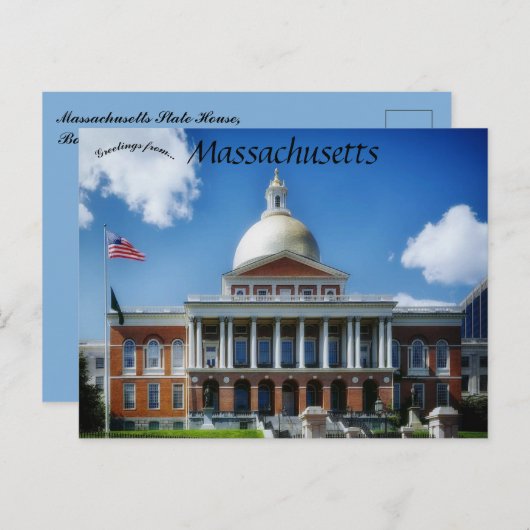 Massachusetts State House Boston Massachusetts Briefkaart (Voorkant / Achterkant)