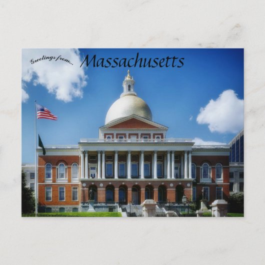 Massachusetts State House Boston Massachusetts Briefkaart (Voorkant)