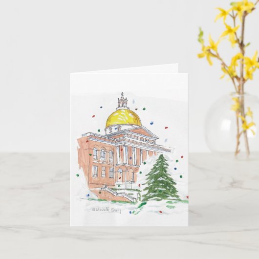 Massachusetts State House Holiday Kaart (Gele Bloem)