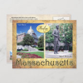 Massachusetts State House & Kennedy's Statue Briefkaart (Voorkant / Achterkant)
