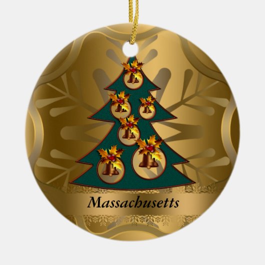 Massachusetts State Kerstannament Keramisch Ornament (Voorkant)