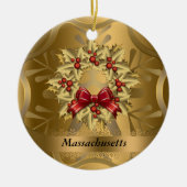 Massachusetts State Kerstannament Keramisch Ornament (Voorkant)