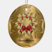 Massachusetts State Kerstannament Keramisch Ornament (Links)
