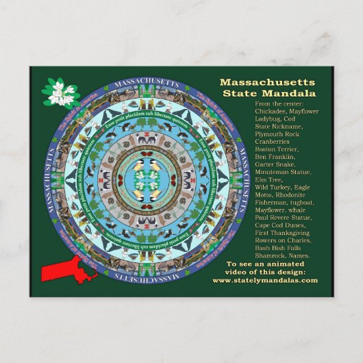 Massachusetts State Mandala Briefkaart (Voorkant)
