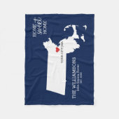 Massachusetts State Map Aangepaste namen, Stad, Kl Fleece Deken (Voorkant)