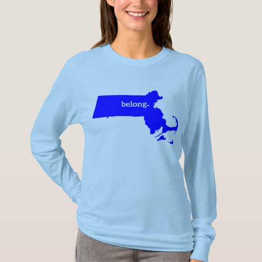 Massachusetts State Map Belong T-shirt (Voorkant)