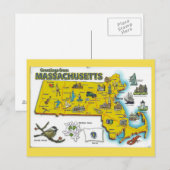 Massachusetts State Map Briefkaart (Voorkant / Achterkant)