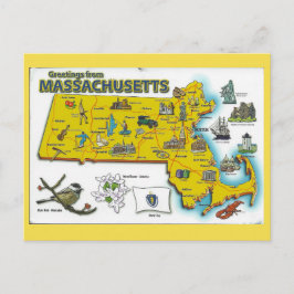 Massachusetts State Map Briefkaart