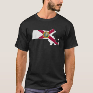 MASSACHUSETTS STATE MAP FLORIDA FL Vlag Roots Mann T-shirt