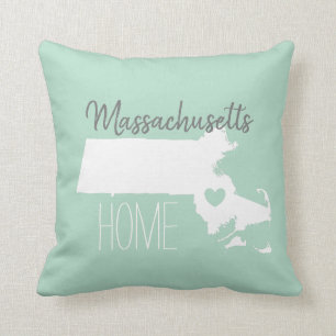 Massachusetts State map love home Kussen