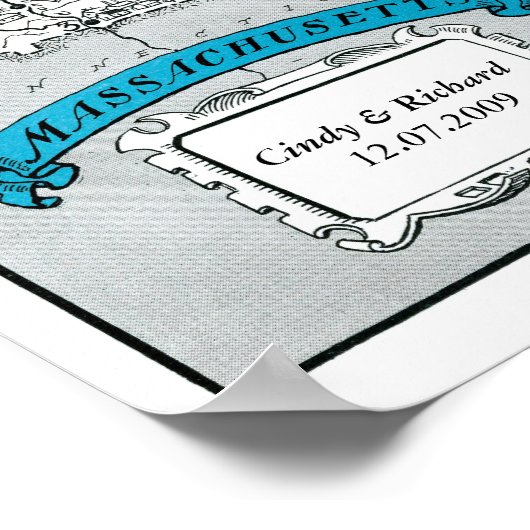 Massachusetts State Map Wall Art Poster (Hoek)