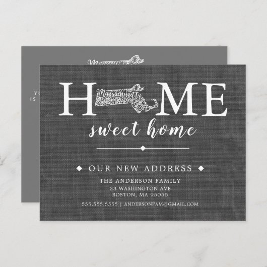 MASSACHUSETTS State Moving Announcement Post Kaart (Voorkant / Achterkant)