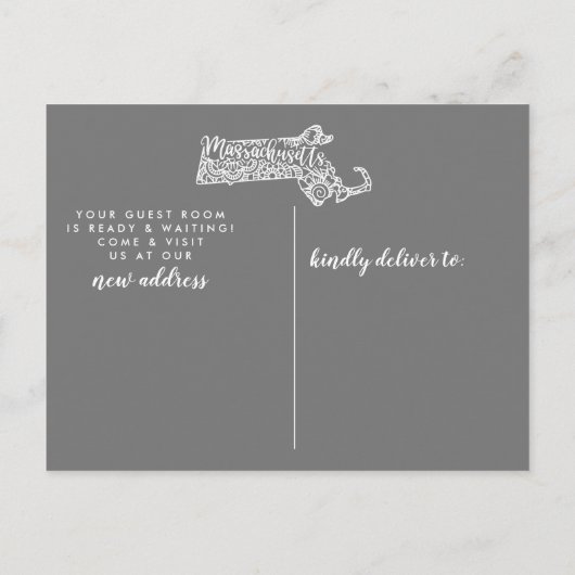 MASSACHUSETTS State Moving Announcement Post Kaart (Achterkant)