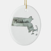 Massachusetts State Outline Painting Keramisch Ornament (Rechts)