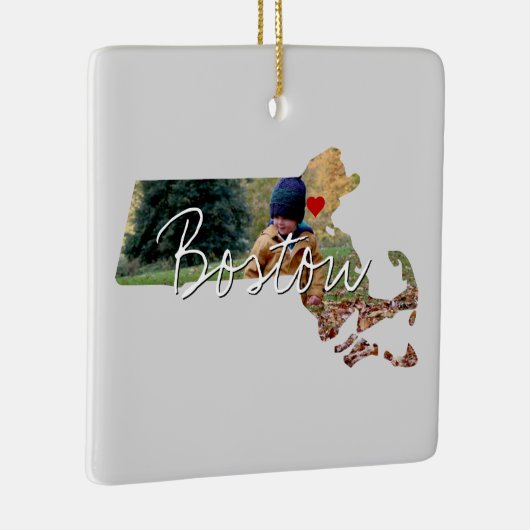 Massachusetts State Photo insert and town name Keramisch Ornament (Rechts)