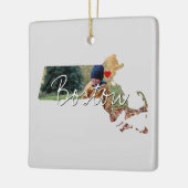 Massachusetts State Photo insert and town name Keramisch Ornament (Links)