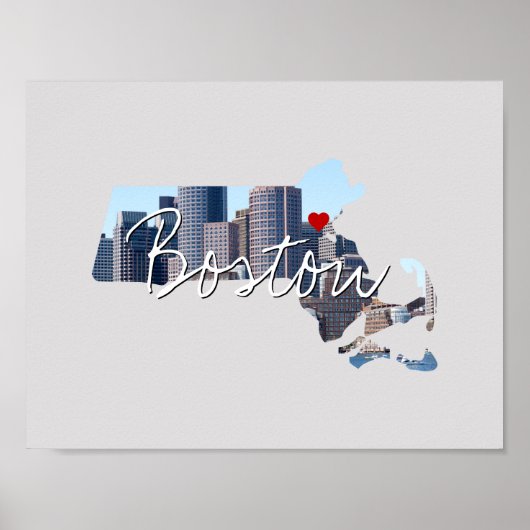 Massachusetts State Photo insert and town name Poster (Voorkant)