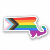 Massachusetts State Pride LGBTQ Progress Pride Sticker (Voorkant)
