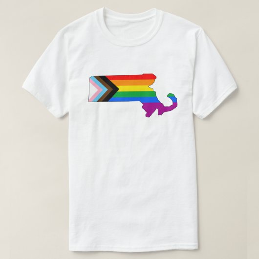 Massachusetts State Pride LGBTQ Progress Pride T-shirt (Design voorkant)
