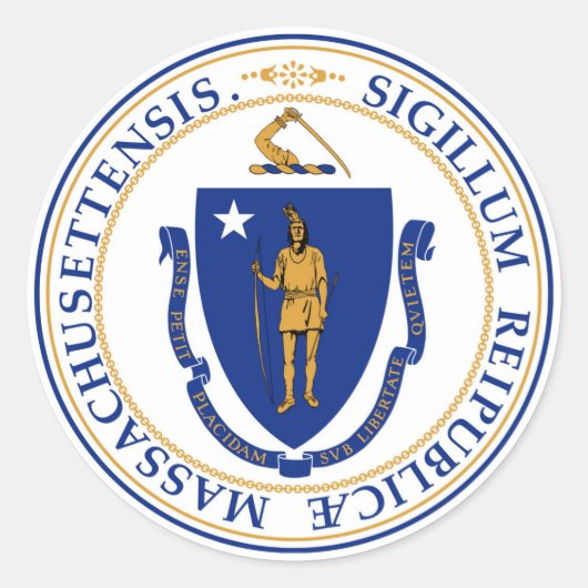Massachusetts State seal america republic symbool Ronde Sticker (Voorkant)