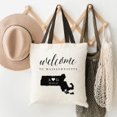 Massachusetts State Silhouette Weduwen Welkom Tote Bag