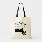 Massachusetts State Silhouette Weduwen Welkom Tote Bag (Voorkant)