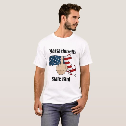 Massachusetts state vogel T-shirt middelvinger (Voorkant volledig)