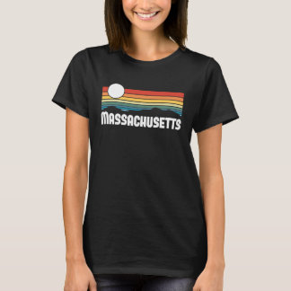 Massachusetts Sunset 80 s Retro Summer Stat T-shirt