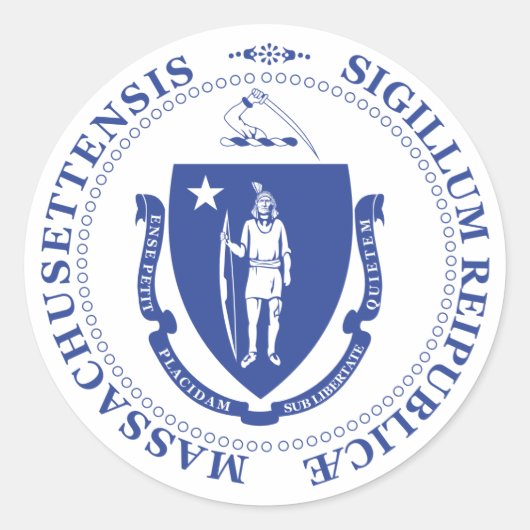 Massachusetts-teken Ronde Sticker (Voorkant)
