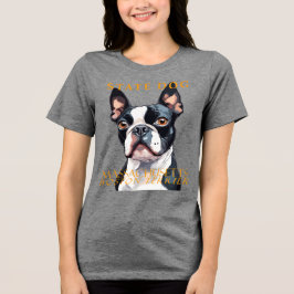Massachusetts Territory Dog De Boston Terrier Kuns Tri-Blend Shirt