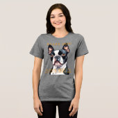 Massachusetts Territory Dog De Boston Terrier Kuns Tri-Blend Shirt (Voorkant volledig)