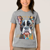 Massachusetts Territory Dog De Boston Terrier Kuns Tri-Blend Shirt (Voorkant)