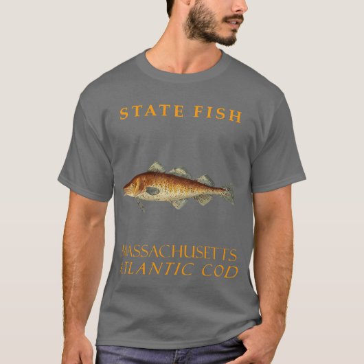 Massachusetts Territory Vis de Atlantische kabelja T-shirt (Voorkant)