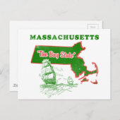 Massachusetts The Bay State Design Briefkaart (Voorkant / Achterkant)